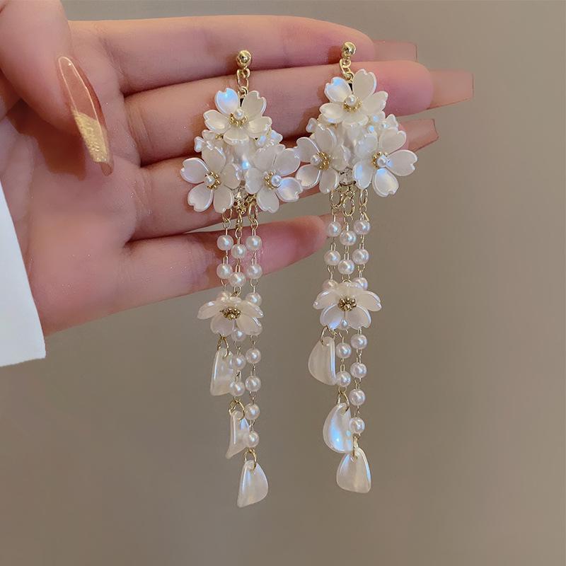 2025 Retro Blume Perle Quaste Ohrringe - Elegante Damen Luxus Hängeohrringe