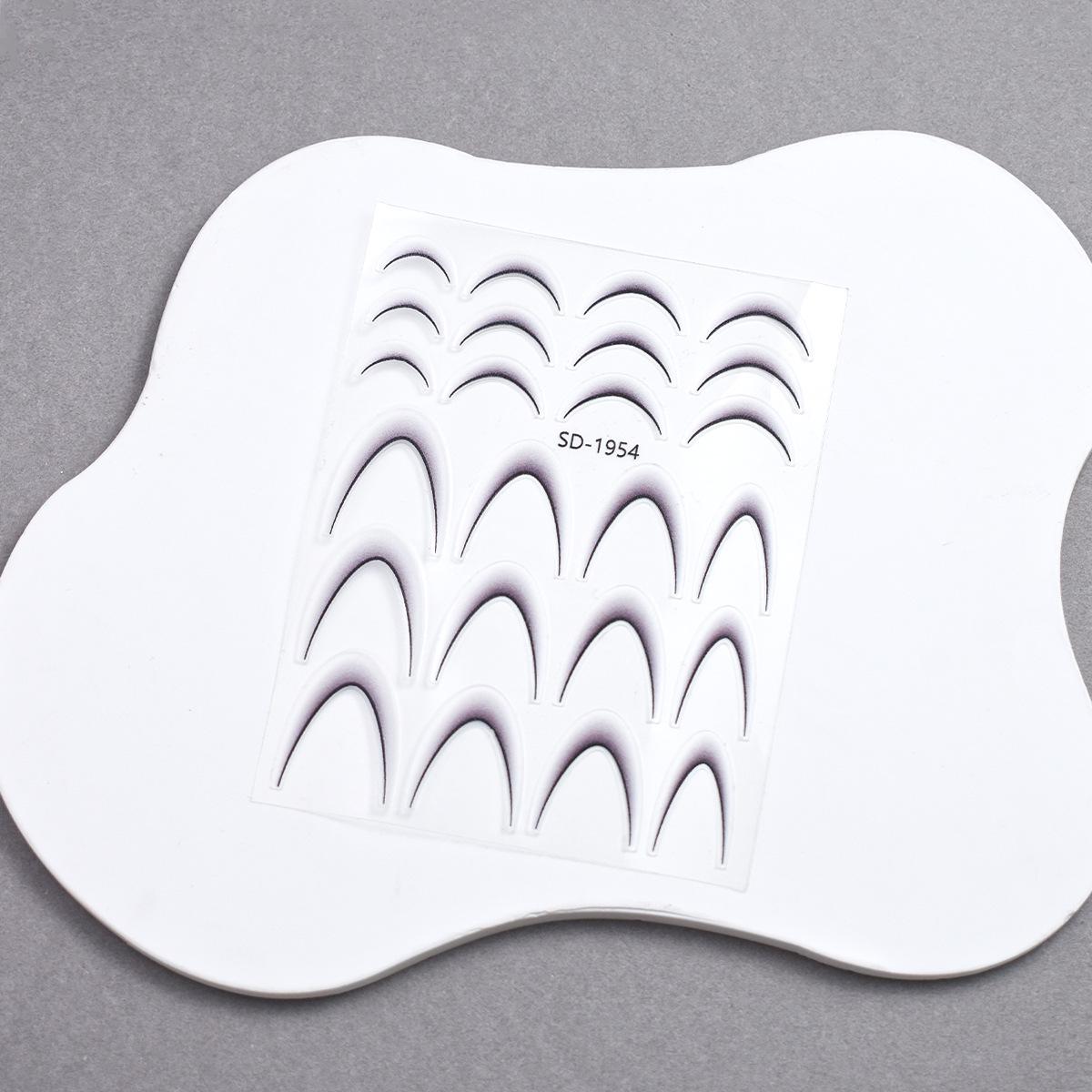 Gradient French Crescent Nail Stickers - Ultra-Thin Curved Line Decals for Nail Art.