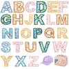 26pcs A-Z English Letter Glitter Pearls Rhinestone Patches Repair Embroidered Sew on Appliques,Patches for DIY Clothes Bags Hats