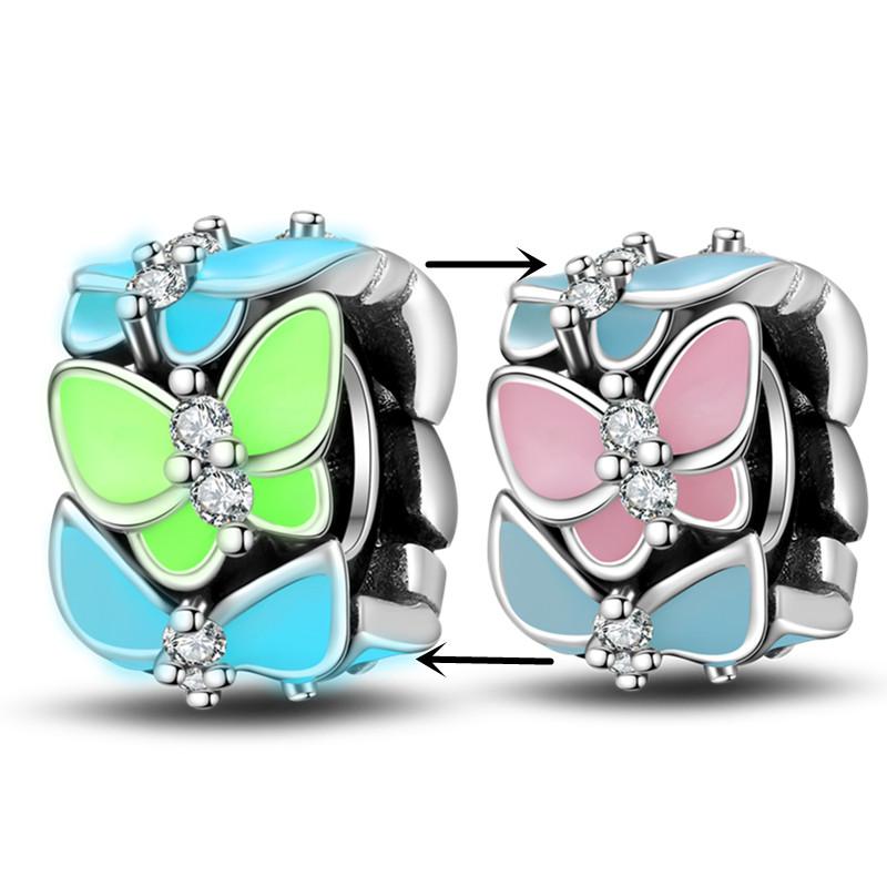 Glass Beads Copper Charm Fit Pan Original Bracelets Glow In The Dark Charms Glass Pendantdiy Jewelry