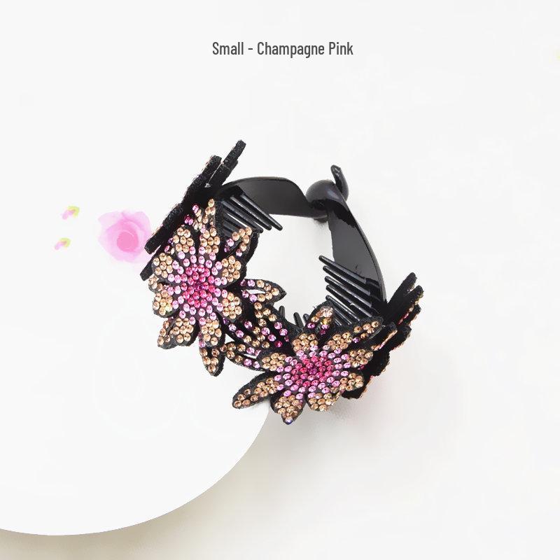 Double Layer Rhinestone Flower Hair Tie  Clip Styling Tool