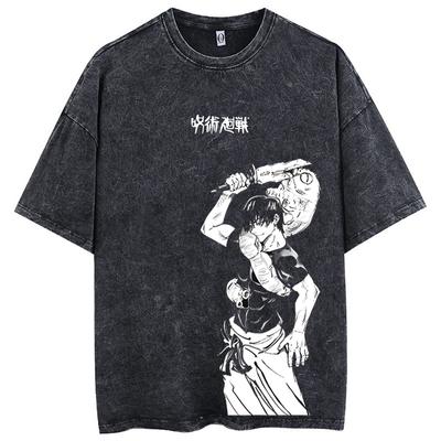 Fushiguro Toji Anime Jujutsu Kaisen Camiseta de Verano Harajuku Hombre Algodón Vintage Calle Oversize Mujer Casual Manga Corta Top