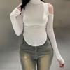 Korean Slimming Cutout Off-Shoulder Long Sleeve Top for Women