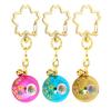 [ZOON] Kaleidoscope Keychain (3 Pieces) with 8mm Bell, Metallic Japanese Pattern, Set 2 (pink, Light Blue, Gold)