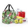 Tropical Green Leaves And Flowers Pattern Insulated Lunch Bag for Women Kids Portable Food Boxes Thermal Lunch Box Tote