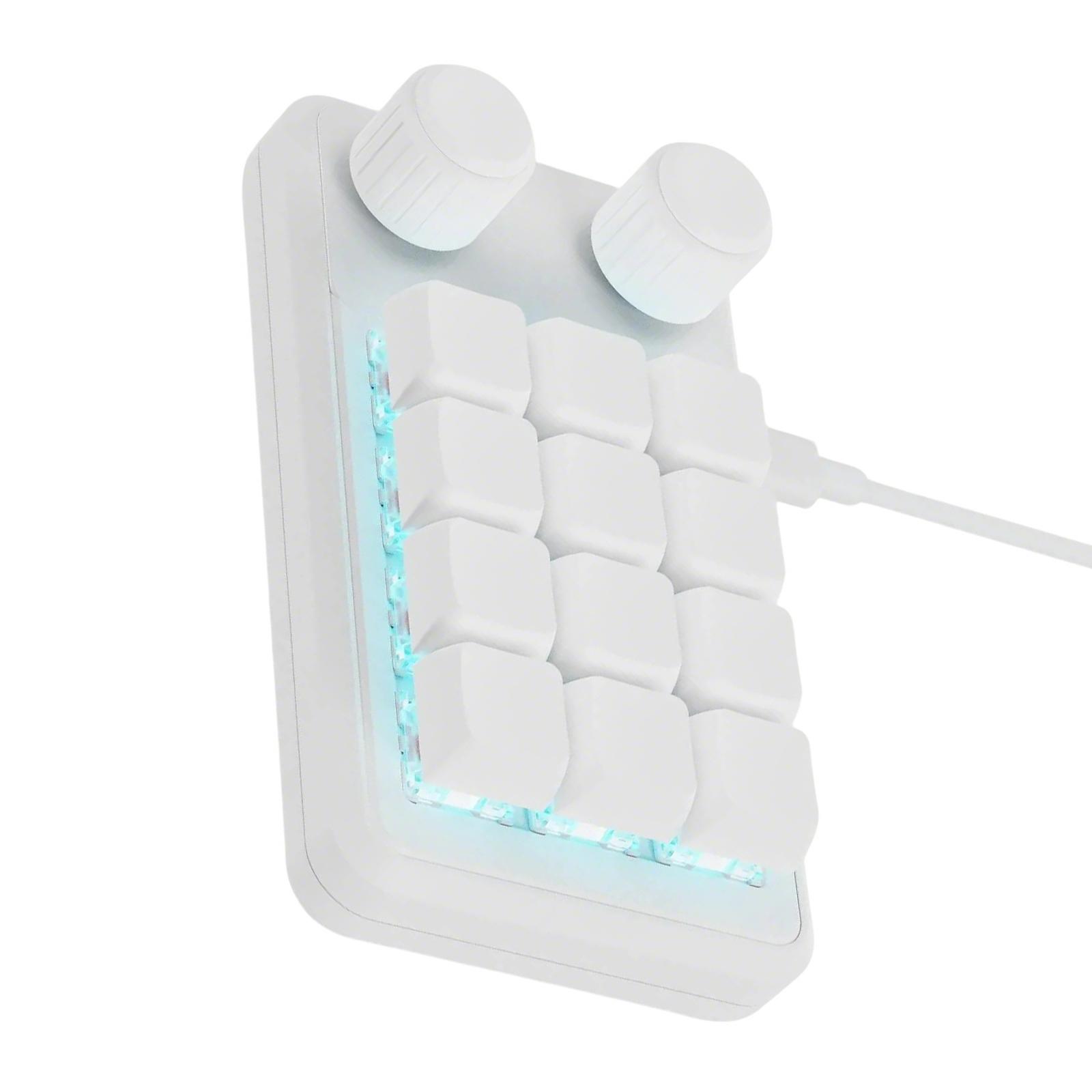 

Программируемая 12-клавишная мини-механическая игровая клавиатура с двумя ручками и RGB-подсветкой, кабель типа C белый