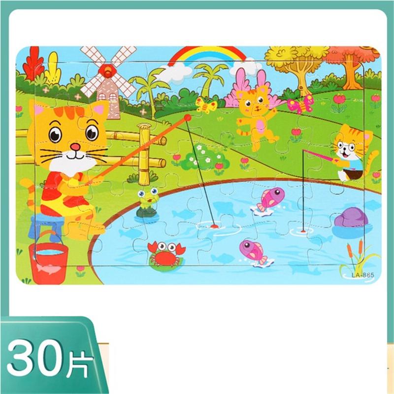 30 Piece Wooden Jigsaw 3d  Puzzle Kids Cartoon Animal Vehicle Puzzles Game Baby Early Learning Educational Toys  parenting skill