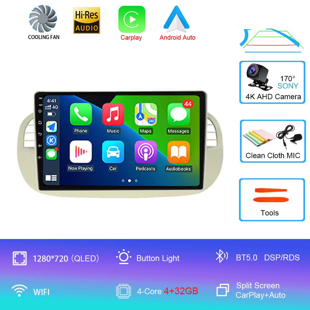 

Автомобильное радио Android 14 для Fiat 500 Навигация GPS Мультимедийный проигрыватель стерео 5GWiF+4G SIM BT беспроводной авто Carplay 360 Камера 2 DIN