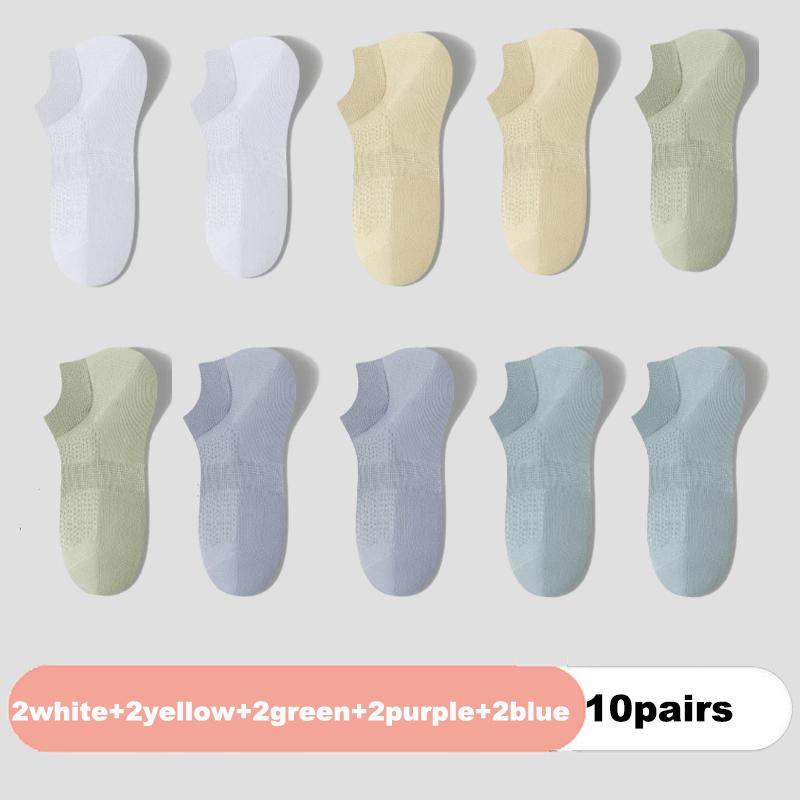 10 Pairs Women's Socks Spring Summer Ins Thin Non-slip Mesh Sweat-absorbing Breathable Boneless Short Bottom Boat Socks Cotton
