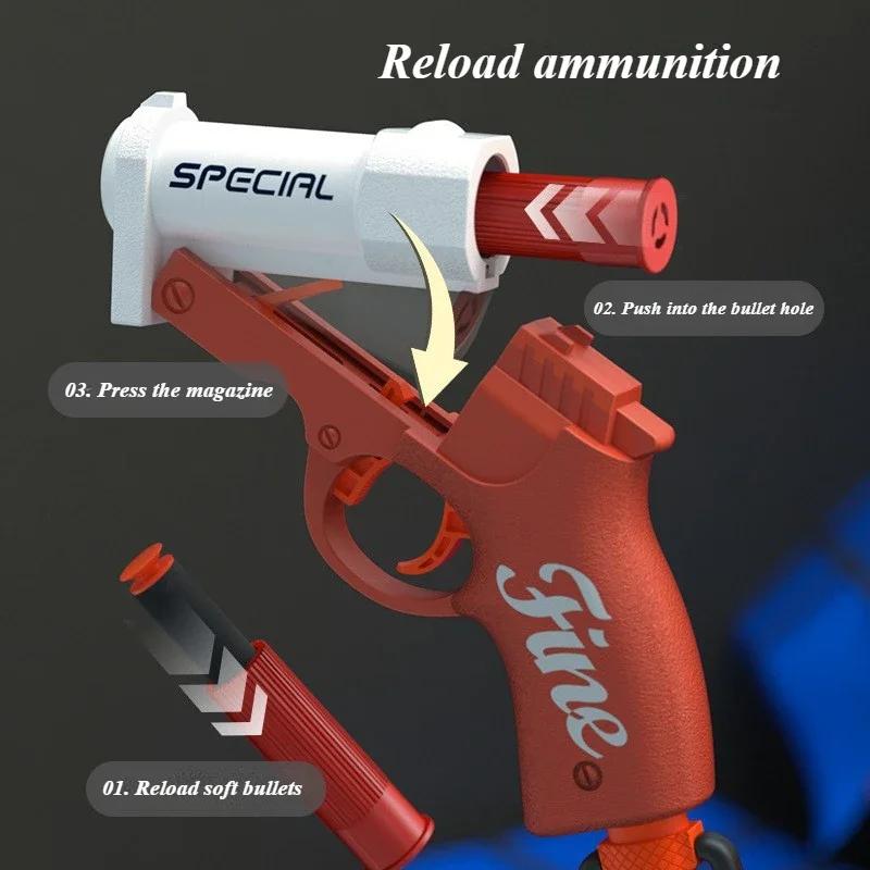 Mini ruční vytahovač kanónů odpalovač dětská kapesní kulová pistole Chlapecká hračka Pistole Nerf Kulky Měkká kulová pistole