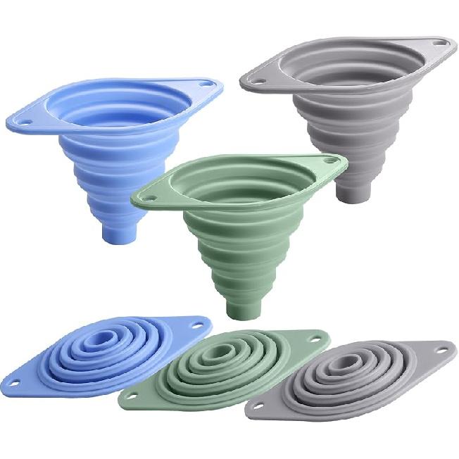 Kitchen Funnel Set 3 Pack, Collapsible Silicone Funnel for Kitchen Use Filling Bottles Liquid Food Transfer 3 Pack