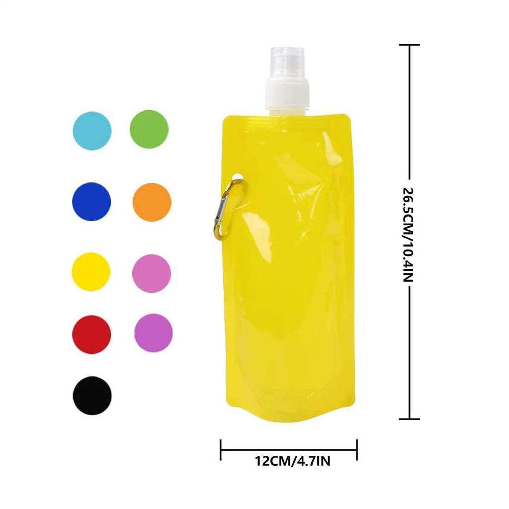 480ML Portable Foldable Silicone Folding Water Bottle Water Bag Outdoor Sport Supplies Hiking Camping Soft Flask Bag