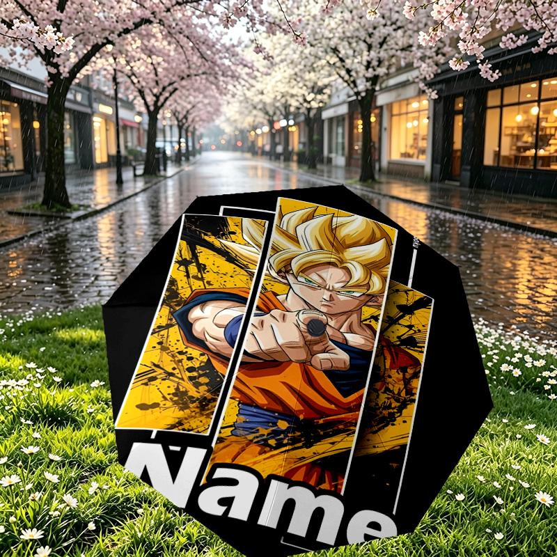 Parapluie Personnalisé Nom Personnalisé Imprimé DRAGON BALL, Ouverture/Fermeture Automatique, Structure Robuste à 8 Baleines, Utilisation Quotidienne, Camping, Randonnée, Cadeau d'Anniversaire