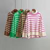 Autumn Winter Women Sweater Knitted Sweater Pullover Loose Casual Striped Turtleneck Sweater