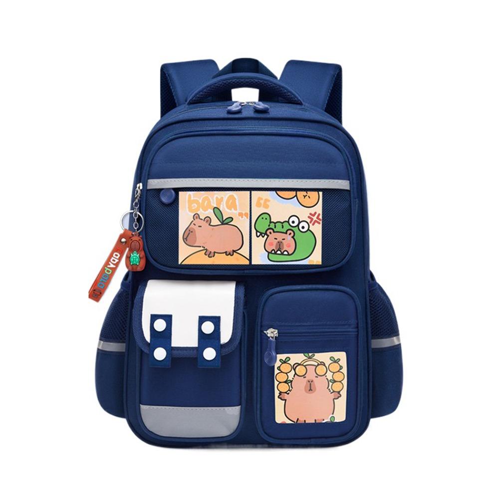 

Waterproof Capybara Backpack Multi-Compartment Children s Shoulder Bag Capybara Student Bag Gifts 39*29*15cm синий