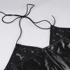 Sexy Lace Patchwork Spaghetti Strap Halter Dress - European & American Style, Slimming, See-through, Pure Color, Short Party Dress.
