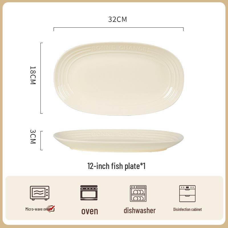 French Cream Style Underglaze Ceramic Bowl Set (2025), Including Rice Bowl, Plate, and Chopsticks.