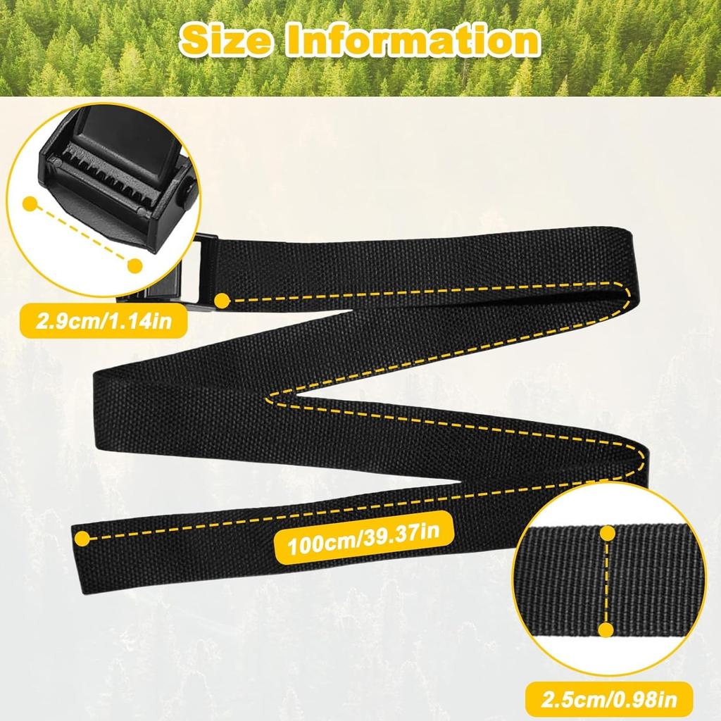 6 Fastening Ratchet Tie Down Straps with Rustproof Cam Buckles, 1mx25mm Black Heavy Duty Luggage Lashing Strap 250kg Load, Adjustable Quick Release