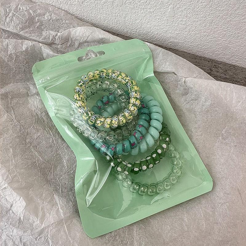 

6/30/60pcs Vibrant Playful Gradient Color Phone Line for Girls High Elasticity Headband Tied Bun Hair Loop Rubber Band Headband One Size