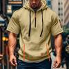 Men's Hoodie Casual Vintage Short Sleeve Workout Sweatshirt With 1/4 Zipper Pullover Active Hoodies