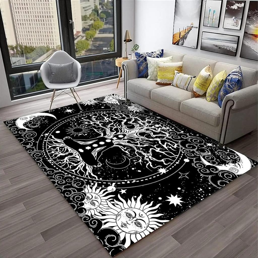 Rainbow Tree of Life Fantasy Rug Durable Floor Mat for Living Room Bedroom, Psychedelic Fantasy Home Decor Carpet