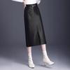Modischer Damen-Lederrock aus Lammleder mit Schlitz - Hohe Taille, Mittellang, Faltenmildernd, Trendiger Pendlerstil.