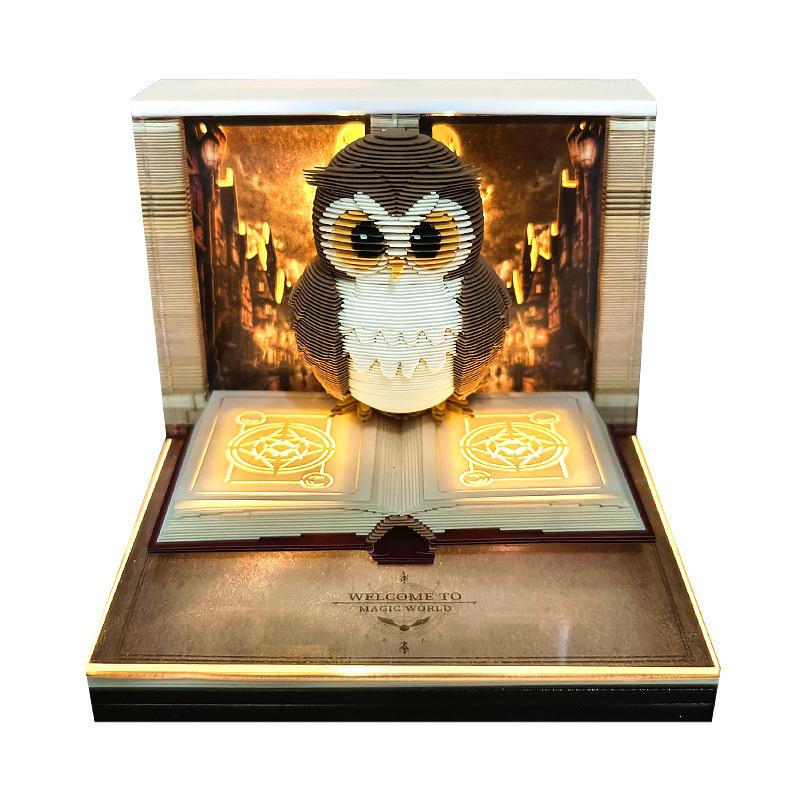 Магический Орел 3D Бумажная Скульптура Календарь и Стикеры: Креативное настольное украшение