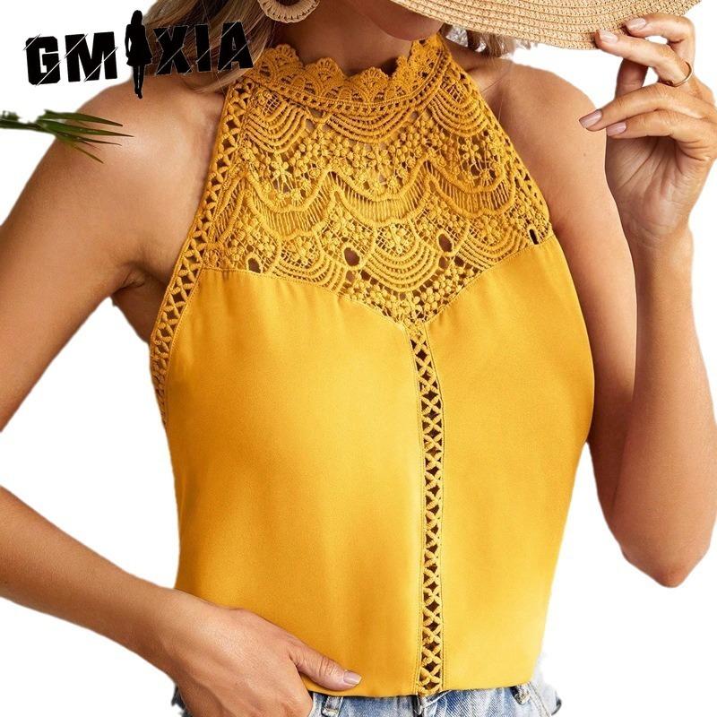 

GMXIA Женская летняя мода ажурный кружевной жилет Gas Vest Top Women S белый
