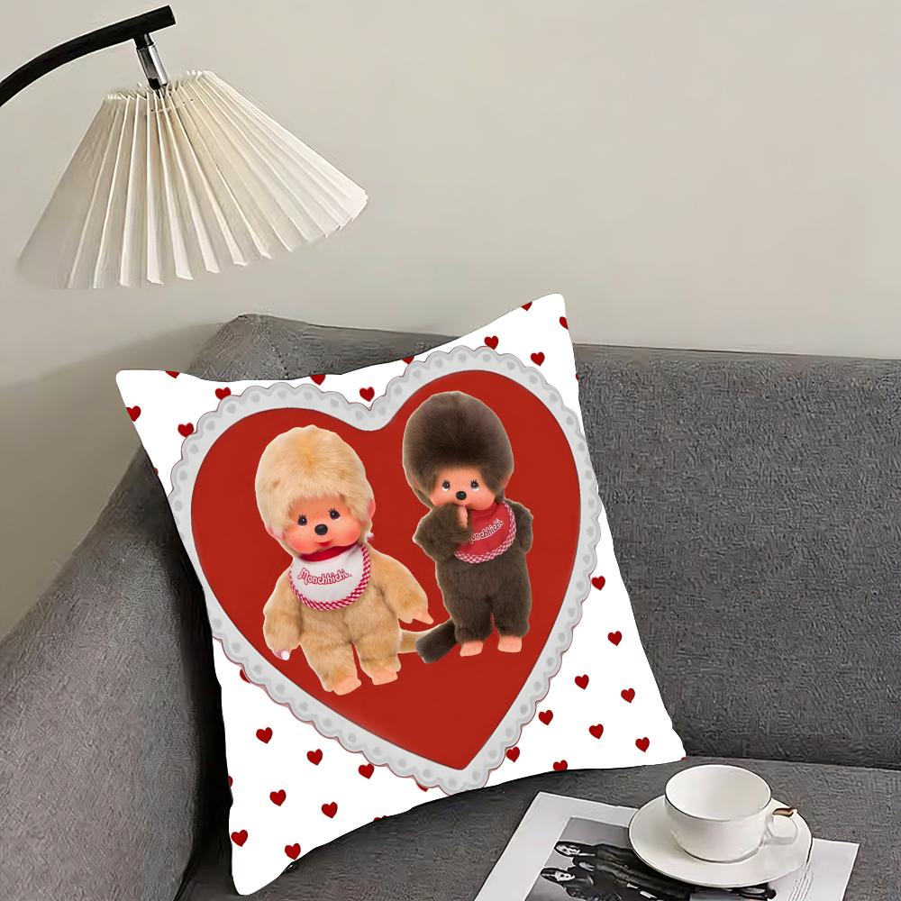 MMonchhichi Cute Cushion Cover Pillowcase Ultra Soft Skin Friendly Fabric Cloud Like Comfort Concealed Zipper