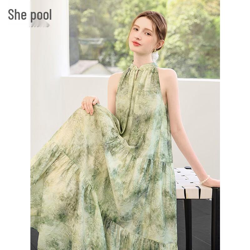 Ta Chi New Chinese Style Stand Collar Sleeveless Mid-Length Dress M