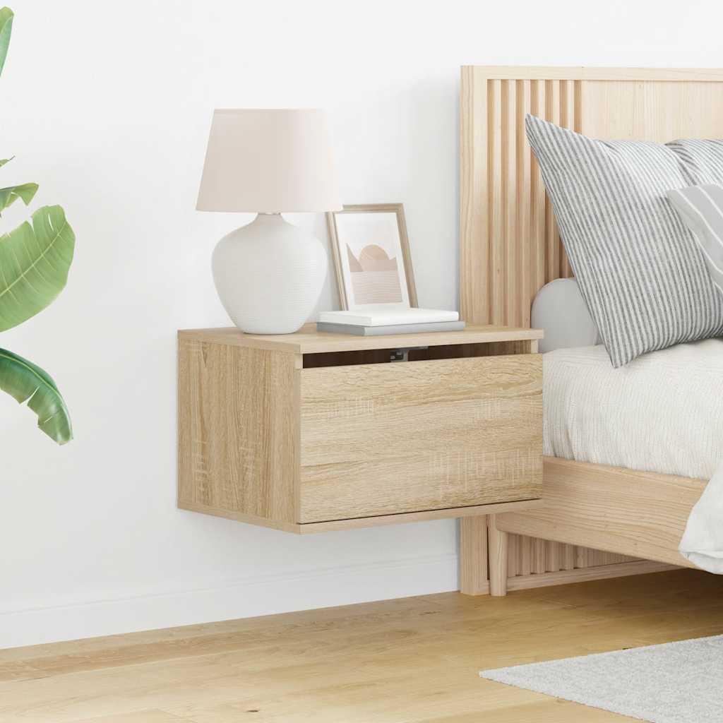 Vidaxl Hanging Nightstands With LED, 2 Pcs, Sonoma Oak