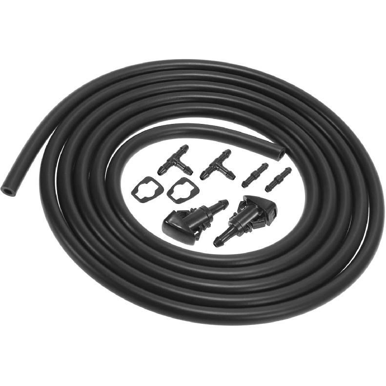

Front Windshield Washer Nozzle Sprayer Kit for Dodge Grand Caravan with Hose Connector - Pack of 2 Black Automotive Parts