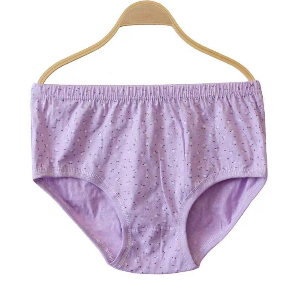 5PCS High Waist Elderly Plus Size Briefs Breathable Women Underwear Flower Cotton Panties Gifts