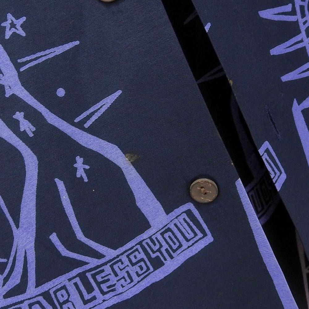 WACKO MARIA Men's Navy Rayon Paint Short-sleeved Open-collar Shirt, Size M Tops M NavyUsed