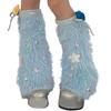 Winter Niedlich Bunt Stern Schleife Flauschig Lange Strümpfe Beinstulpen Ästhetisch Stiefelsocken Plüsch Warm Beinstulpen Abdeckungen