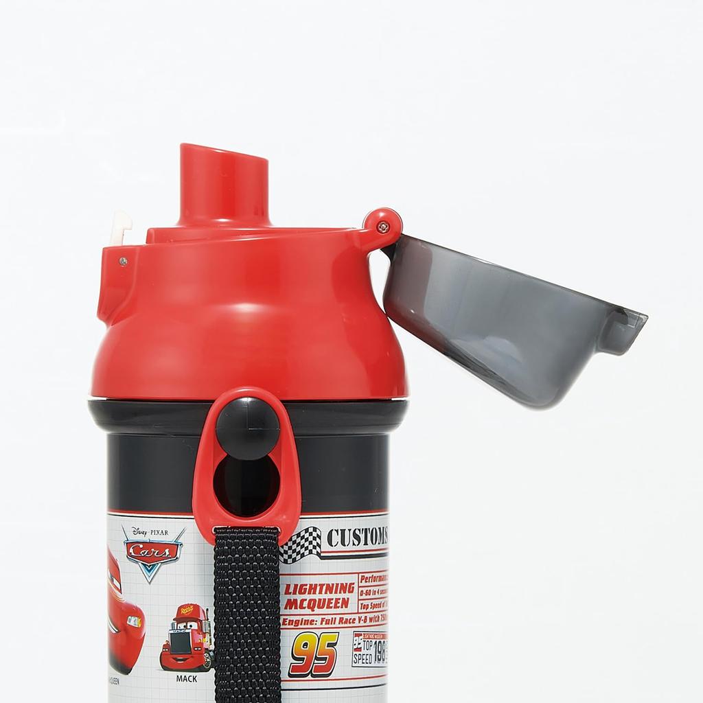 Skater Plastová láhev na vodu 480 ml, antibakteriální, jedno stisknutí, vhodná pro děti, lehká, antibakteriální úprava, vyrobeno v Japonsku, Disney Cars 25 Boys