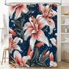 Stylowa zasłona prysznicowa z kwiatowym wzorem różowych lilii tygrysich do nowoczesnego wystroju łazienki granatowy zestaw zasłon prysznicowych wodoodporny