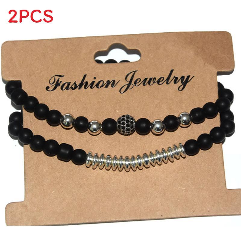 Elegant Copper Bead Bracelet With Micro Paved Zirconia Crown For Couples And Gift Giving