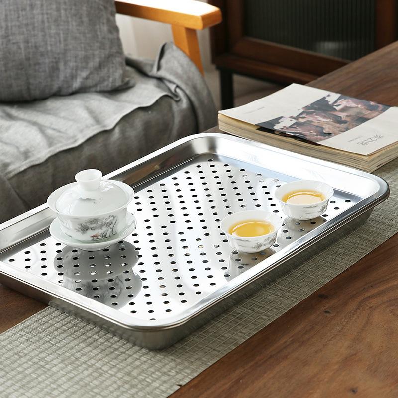 Thickened stainless steel tea tray tea set integrated home office set tea brewer ceramic kung fu tea set