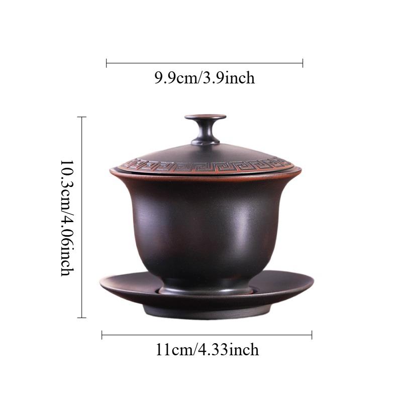 

200ml Yunnan Purple Pottery Covered Bowl Full Hole Black Lid Bowl Anti Scalding Tea Bowl Handmade Tea Sets Teaset Accessories 200ml