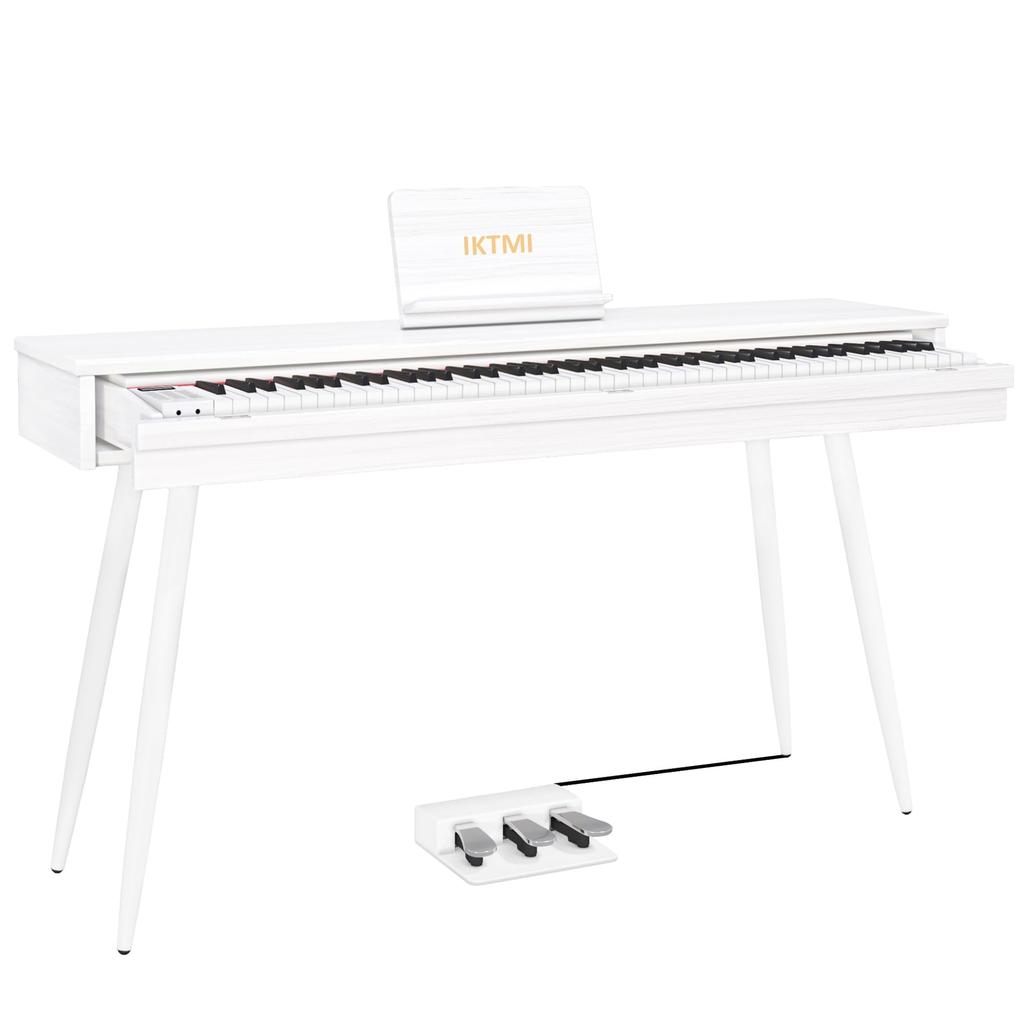 IKTMI Drawer Electronic Piano 88 Keys Wooden Electronic Piano 88 Keys Stand Set Piano Upright Piano MIDI Compatible Beginners Children Pedal Included
