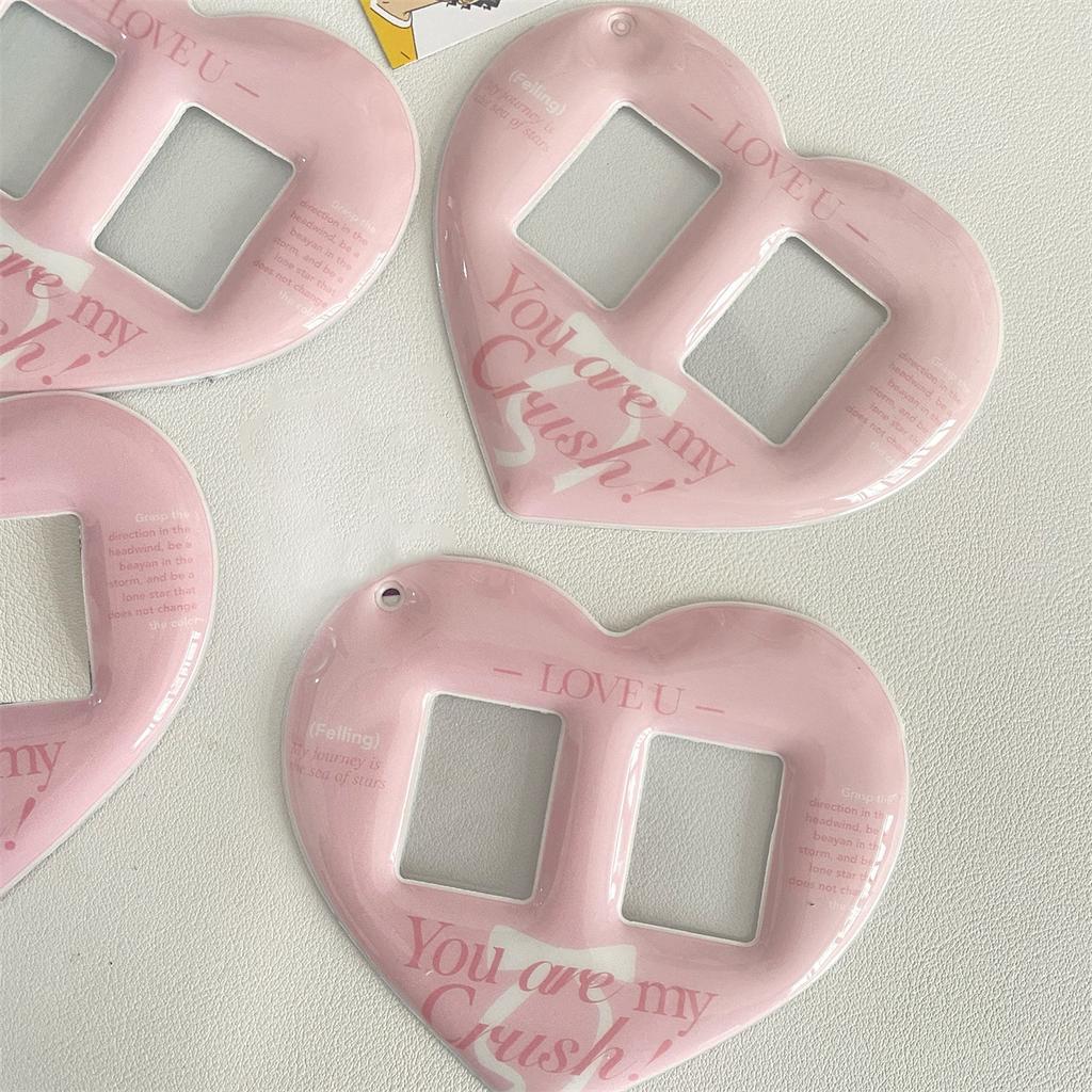 1PC Photo Sleeve Photocards Protector Heart Shaped Card Pocket Photo Frame Double Slot Photo Card Holder Pendant PVC Keychain