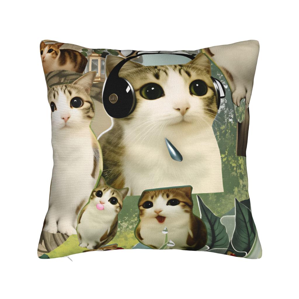 Pillow Cover Green Fruit Space Cat  Fashion Pillow Case For Sofa Home Decor Pillowcases