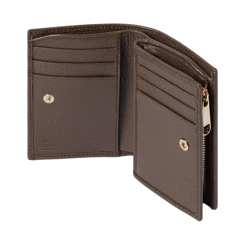 Gucci Ophidia GG monogram design canvas wallet women's beige and dark brown