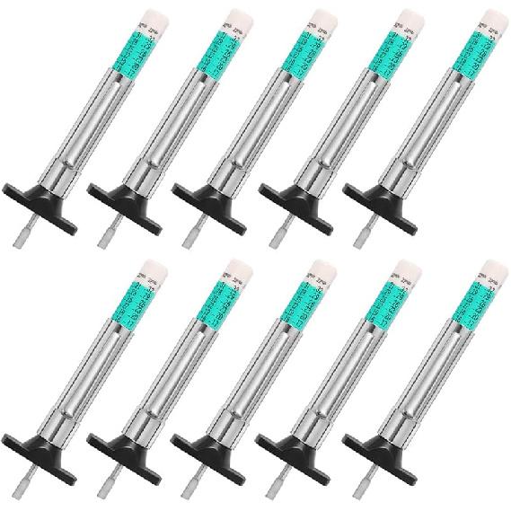 PROND Микрометр глубины протектора шин, Измеритель глубины протектора, Манометры для шин, Цветной индикатор глубины протектора шин, Измеритель протектора шин, Точное измерение глубины протектора шин Green Type - 10PCS