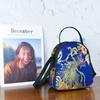 Shiny Sequins Peacock Embroidered Women Canvas Tote Bag  Vintage Zipper Shoulder Bag