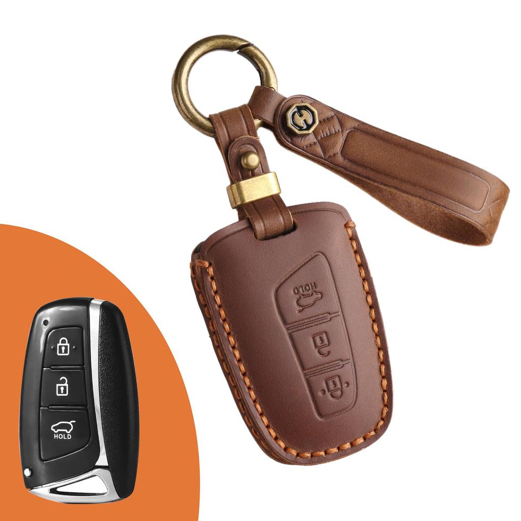 Moderne IX45 Handgefertigte Schlüsselhülle aus Rindsleder - Kreative Schutzhülle mit Schnalle