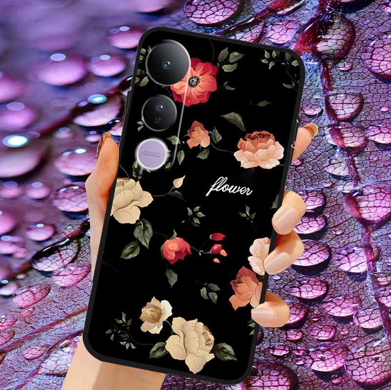 Case For Vivo V50 Lite Soft 3D Flower Relief Emboss Silicone Covers for Vivo V 50 Lite 4G 5G V50Lite Soft Capa Protective Casing