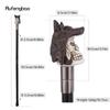 White Resin Wolf Hat Skull Head Walking Cane Fashion Decorative Steel Stick Gentleman Elegant Cosplay Cane Knob Crosier 93cm