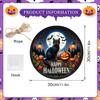 Halloween LED Light Up Hanging Sign Ghost Black Cat Pumpkin Bat Themed Decorative Party Ornament for Indoor Outdoor Display